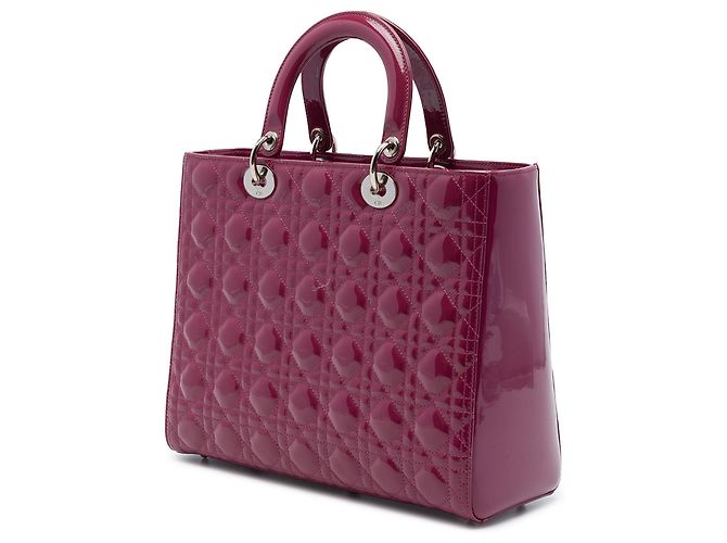 Dior Purple Large Patent Cannage Lady Dior Porpora - vista 2