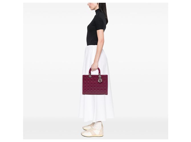 Dior Purple Large Patent Cannage Lady Dior Porpora - vista 6