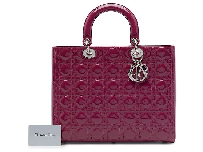 Dior Purple Large Patent Cannage Lady Dior Porpora - vista 7