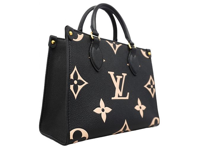 Sac à main Louis Vuitton Monogram Empreinte Bicolor OnTheGo PM Noir Beige - vue 2