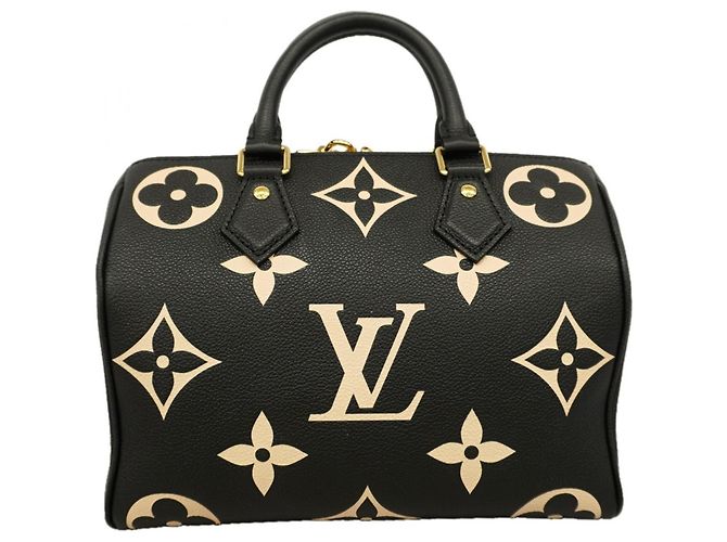 Borsa Louis Vuitton Monogram Empreinte Bicolor Speedy Bandoulière 25 Nero Beige - vista 10