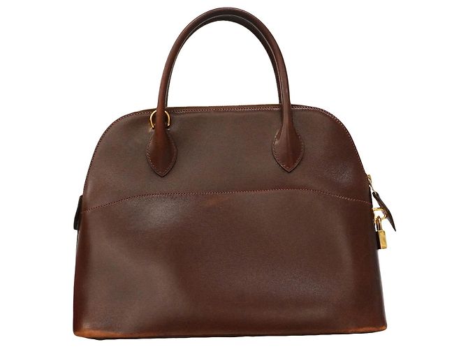 Hermès Borsa Hermes Bolide 31 in pelle di vitello Box Brûlée Marrone - vista 13