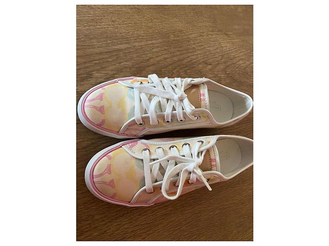Sneakers Coach in tela multicolore Rosa Verde Arancione Crudo Giallo - vista 3