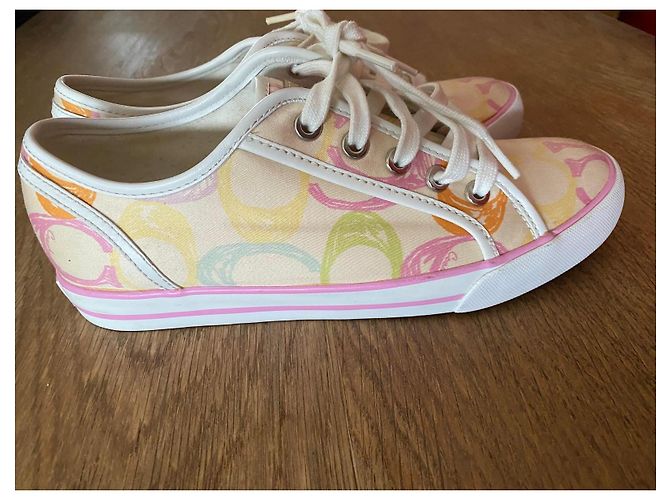 Sneakers Coach in tela multicolore Rosa Verde Arancione Crudo Giallo - vista 6