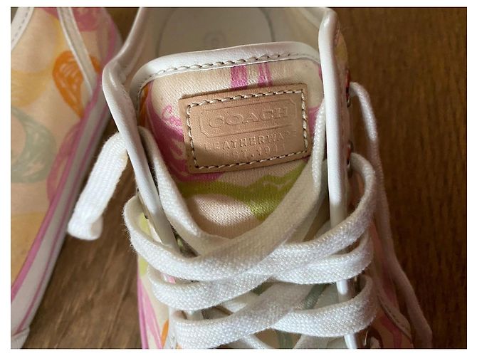 Sneakers Coach in tela multicolore Rosa Verde Arancione Crudo Giallo - vista 7