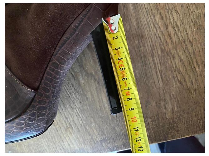 Botas altas Escada de ante marrón con cuero efecto coco Castaño - vista 4