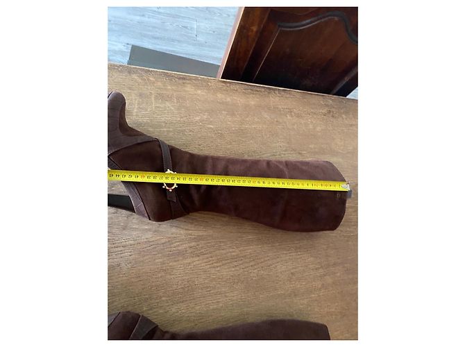Botas altas Escada de ante marrón con cuero efecto coco Castaño - vista 5