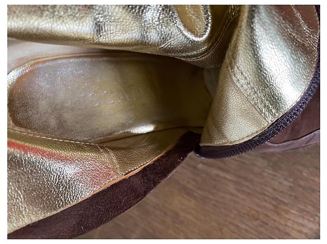 Botas altas Escada de ante marrón con cuero efecto coco Castaño - vista 8