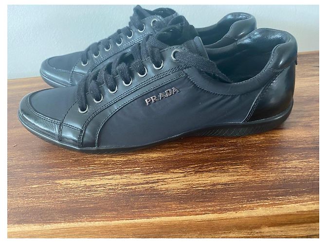 Sneakers Prada in pelle e nylon nero - vista 6