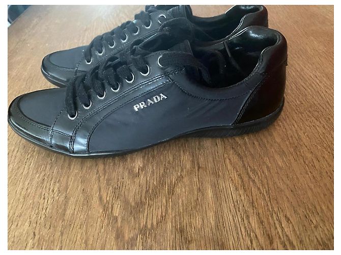 Sneakers Prada in pelle e nylon nero - vista 9