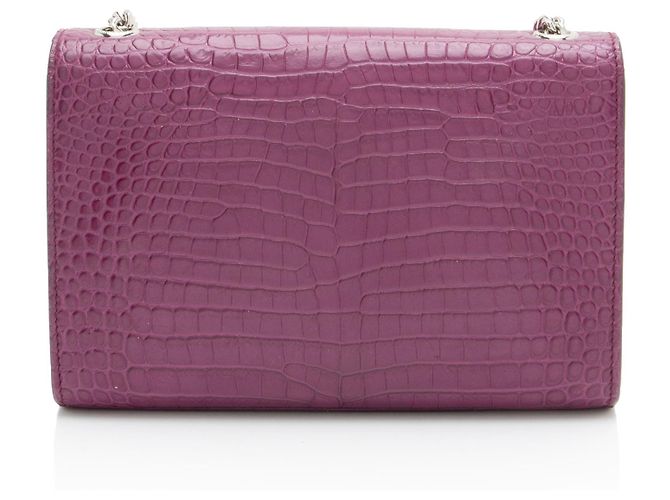 Borsa a spalla Small Kate Tassel in pelle effetto coccodrillo con monogramma Saint Laurent Porpora - vista 3