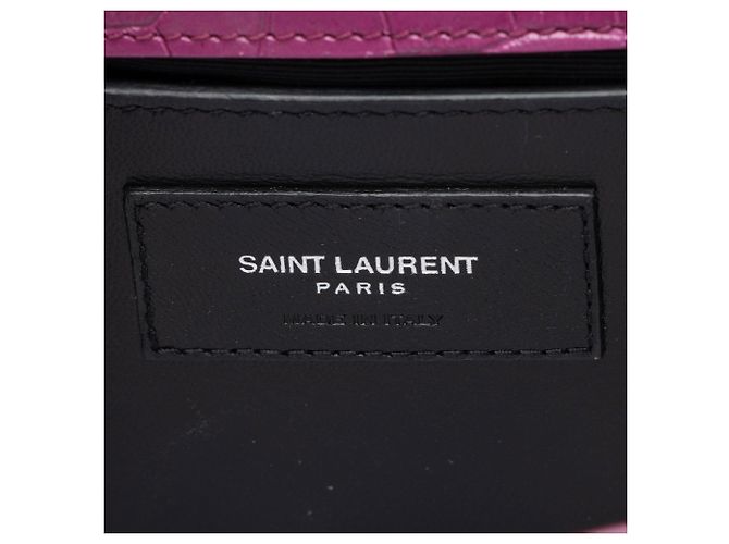Borsa a spalla Small Kate Tassel in pelle effetto coccodrillo con monogramma Saint Laurent Porpora - vista 8