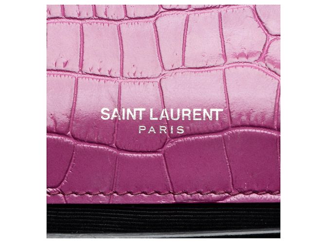 Borsa a spalla Small Kate Tassel in pelle effetto coccodrillo con monogramma Saint Laurent Porpora - vista 9