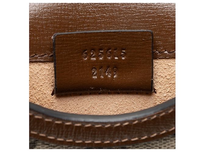 Borsa a tracolla mini verticale Gucci GG Supreme Horsebit 1955 Marrone Beige - vista 6