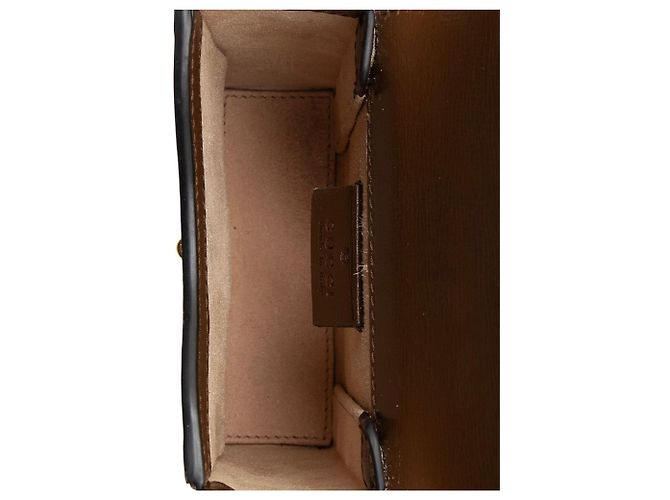 Borsa a tracolla mini verticale Gucci GG Supreme Horsebit 1955 Marrone Beige - vista 7