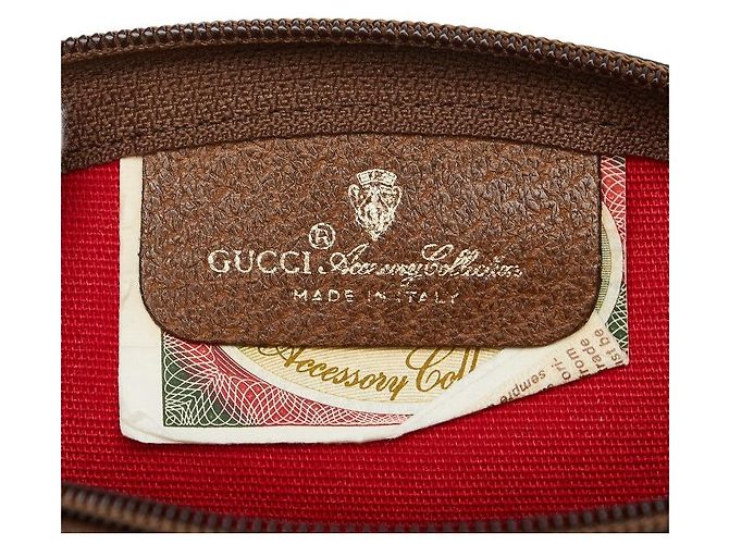 Pochette Gucci Old Gucci in PVC e pelle Marrone - vista 9