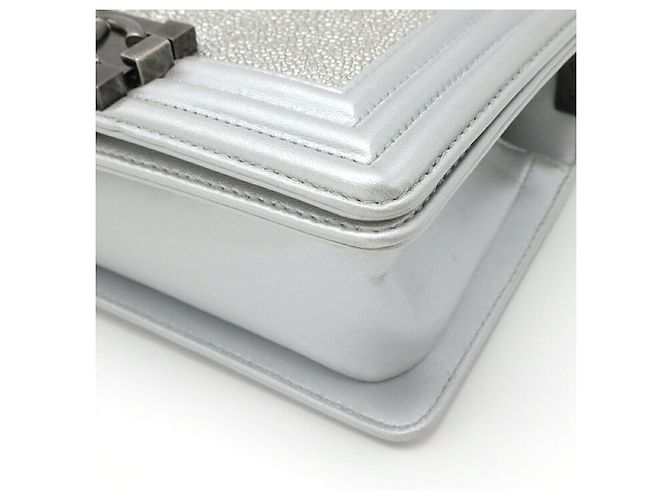 Borsa a tracolla Boy Chanel Coco Mark Chain Argento Metallico - vista 3