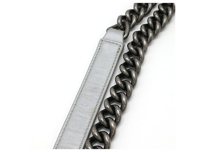 Borsa a tracolla Boy Chanel Coco Mark Chain Argento Metallico - vista 4