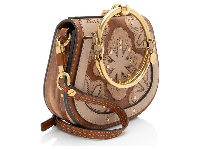 Chloé Borsa bracciale Nile Small in patchwork di pelle di vitello Chloe Marrone Beige - vista 2