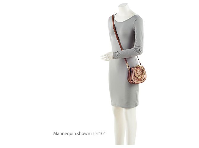 Chloé Borsa bracciale Nile Small in patchwork di pelle di vitello Chloe Marrone Beige - vista 5