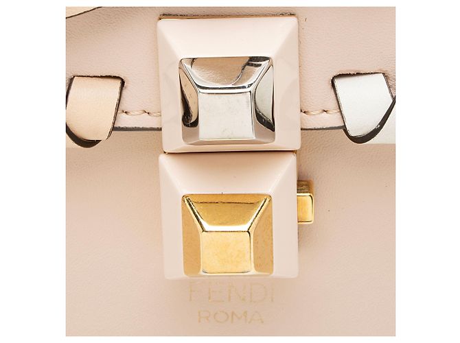 Borsa a tracolla Kan I Small in pelle di vitello con fiocco e borchie Fendi Rosa - vista 10