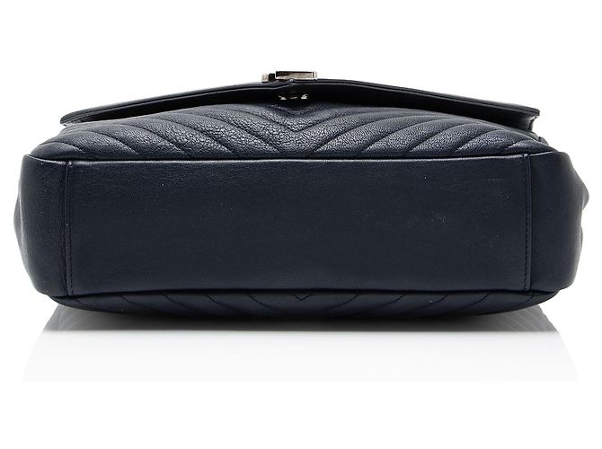 Borsa a tracolla Large College in pelle di vitello matelassé con monogramma Saint Laurent Blu - vista 4