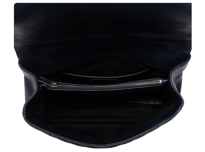 Borsa a tracolla Large College in pelle di vitello matelassé con monogramma Saint Laurent Blu - vista 7