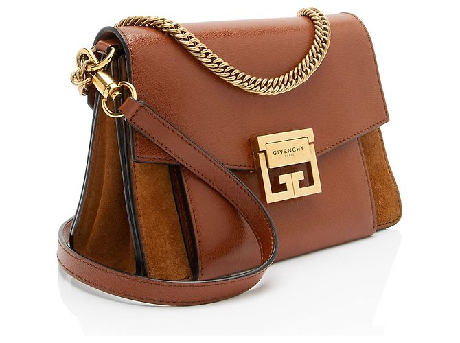 Borsa a spalla piccola GV3 Givenchy in pelle e camoscio Marrone - vista 2