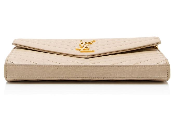 Cartera con cadena Saint Laurent Matelassé Grain de Poudre Monogram Castaño Beige - vista 4