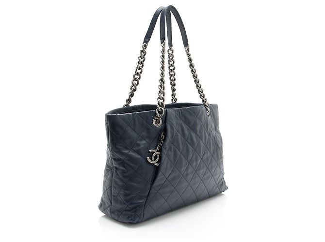 Gabrielle Chanel Coco Pleats Tote aus Kalbsleder Blau - Ansicht 2