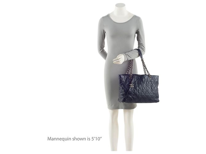 Gabrielle Chanel Coco Pleats Tote aus Kalbsleder Blau - Ansicht 5
