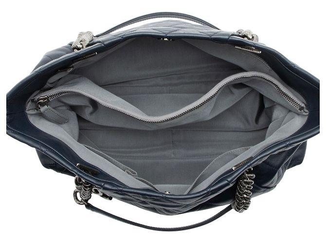 Gabrielle Chanel Coco Pleats Tote aus Kalbsleder Blau - Ansicht 7