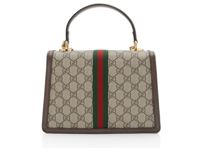 Gucci GG Supreme Ophidia Padlock Medium Top Handle Marrone Beige - vista 3