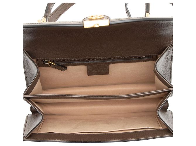 Gucci GG Supreme Ophidia Padlock Medium Top Handle Marrone Beige - vista 7