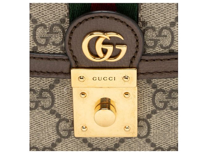 Gucci GG Supreme Ophidia Padlock Medium Top Handle Marrone Beige - vista 9