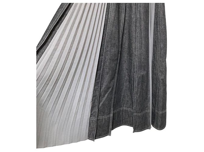 Autre Marque CASA FLINE Pleats Docking Plisse-Denimkleid - Ansicht 4