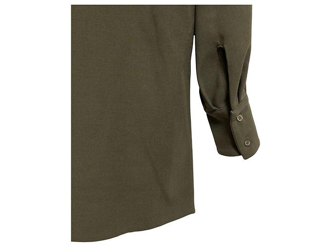 Autre Marque STUDIO NICHOLSON Wollbluse mit V-Ausschnitt Grün Khaki - Ansicht 5