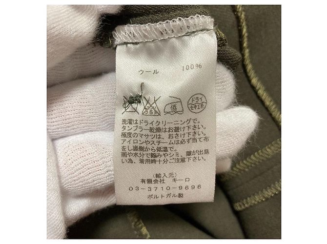 Autre Marque STUDIO NICHOLSON Wollbluse mit V-Ausschnitt Grün Khaki - Ansicht 9