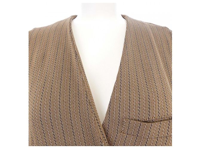 Autre Marque Chaqueta sin cuello 6ROKU Castaño - vista 5