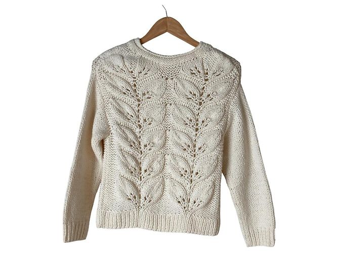 Autre Marque blancvert Low Gauge Strickpullover Weiß Aus weiß - Ansicht 2
