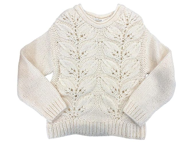 Autre Marque blancvert Low Gauge Strickpullover Weiß Aus weiß - Ansicht 3