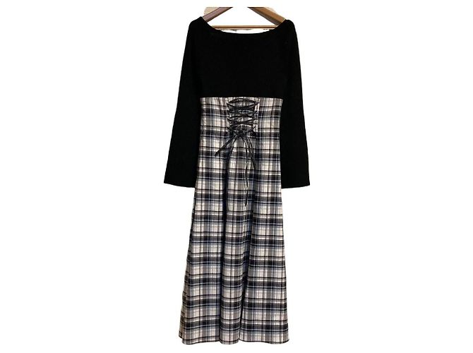 Autre Marque MERCURYDUO Docking Check Kleid Weiß - Ansicht 2