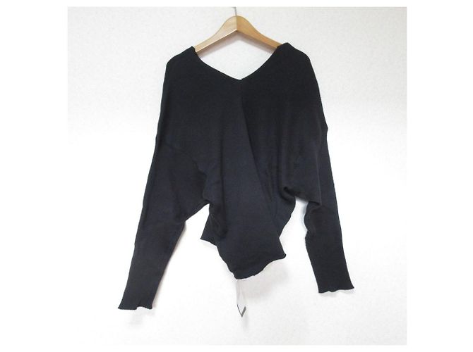 Autre Marque Plage V Neck Rippstrick-Pullover Schwarz - Ansicht 2