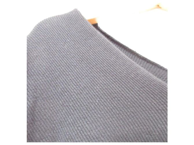 Autre Marque Plage V Neck Rippstrick-Pullover Schwarz - Ansicht 3