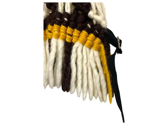 Chaleco de punto con flecos de macramé de lana Sacai Castaño - vista 4