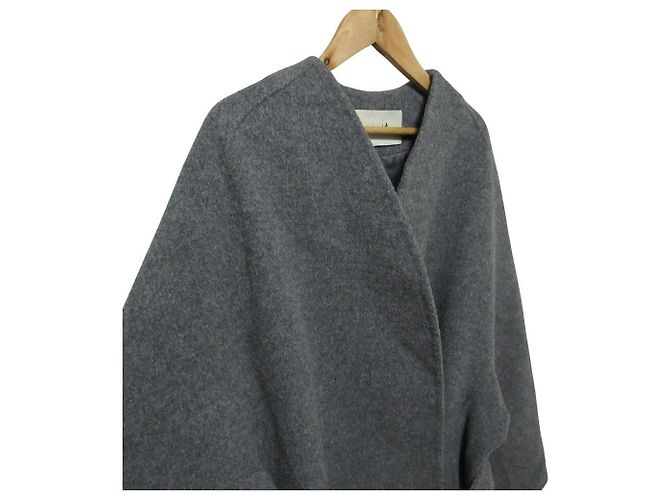 Autre Marque Abrigo de lana sin cuello AP STUDIO Castaño - vista 4