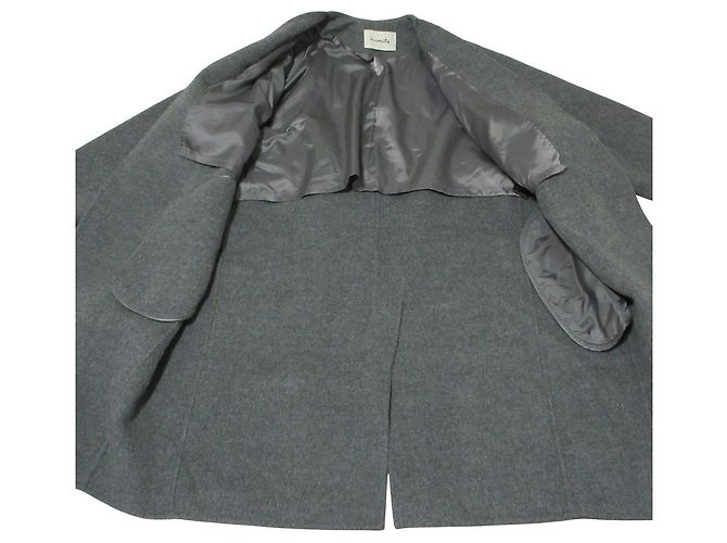 Autre Marque Abrigo de lana sin cuello AP STUDIO Castaño - vista 5