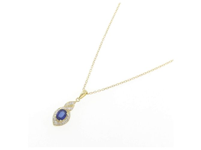 Autre Marque Collana Au750 Pendente Zaffiro e Diamante D'oro - vista 2