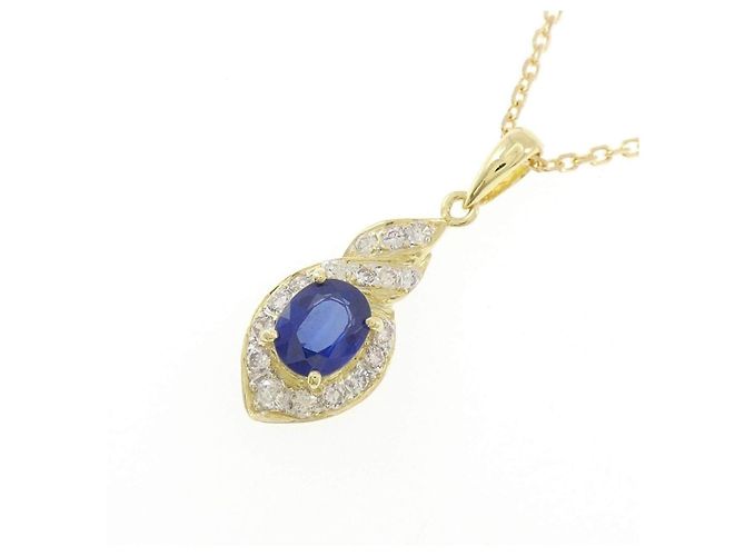 Autre Marque Collana Au750 Pendente Zaffiro e Diamante D'oro - vista 3
