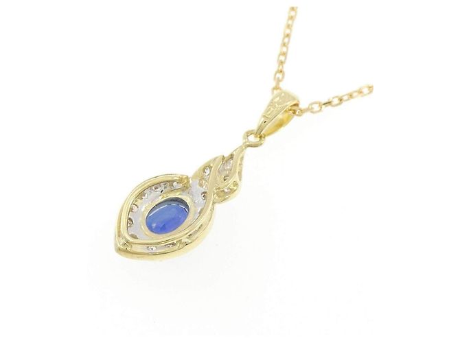 Autre Marque Collana Au750 Pendente Zaffiro e Diamante D'oro - vista 4